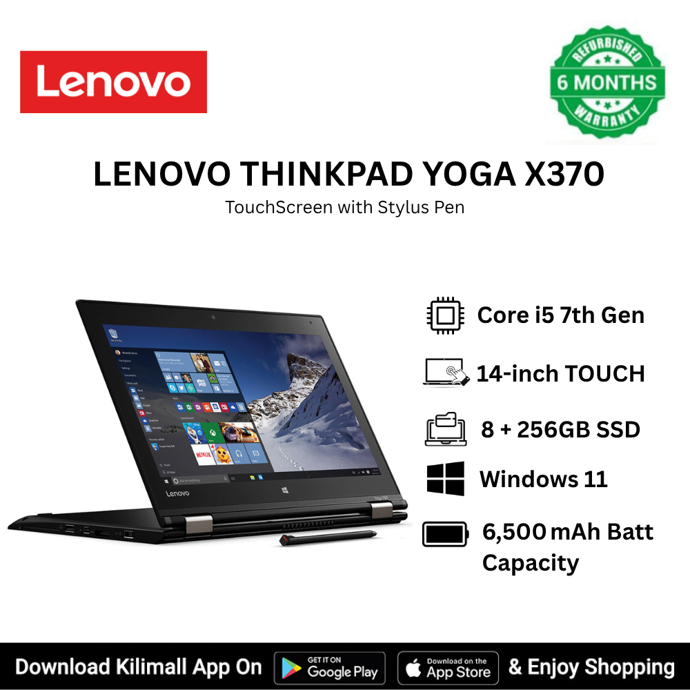 Refurbished Lenovo ThinkPad Yoga X370 2-in-1 Convertible X360 laptop 8GB RAM 256GB SSD Intel Core i5 7th Gen 14 Inches FHD touchscreen Display Laptop With Stylus Pen BT USB HDMI audio jacks port