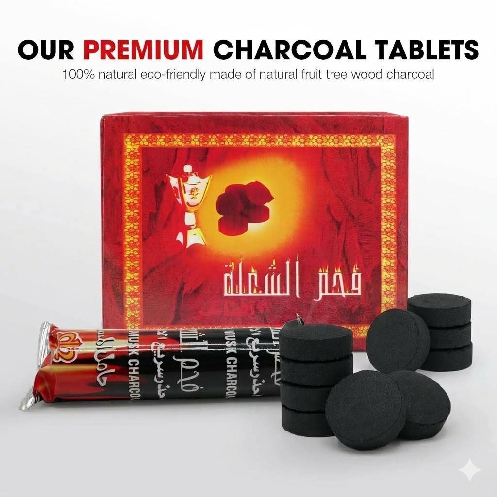 Instant Charcoal Discs for Bakhoor Oud Shisha Quick Light Premium Briquettes 33 mm Nature Coal - 10 Packs Faham-Al-Mushk Meker Mkaa Sheesha