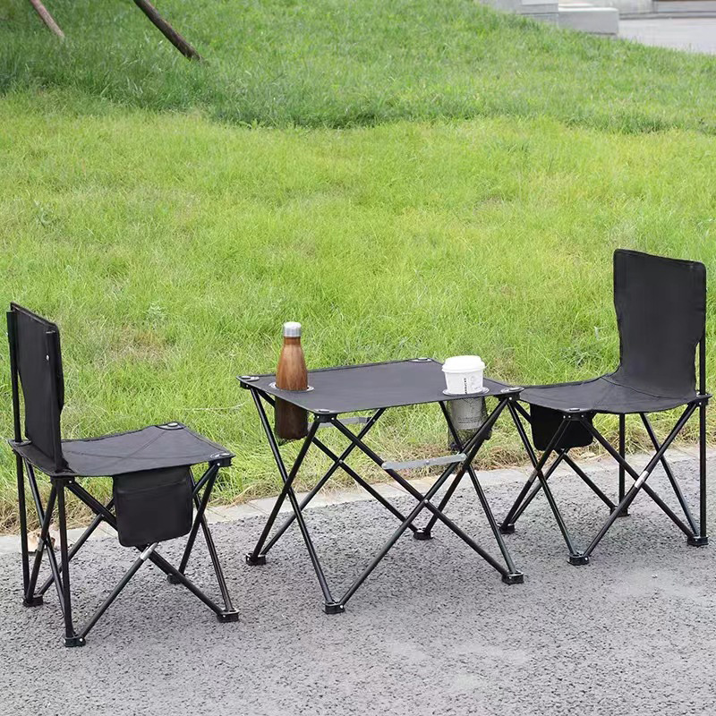 Outdoor Folding Portable Chair Table Picnic Camping Folding Table Lightweight Portable Metal Square Small Camping Table Casual Oxford Cloth Folding Chair for Outdoor Tourism Beach Use