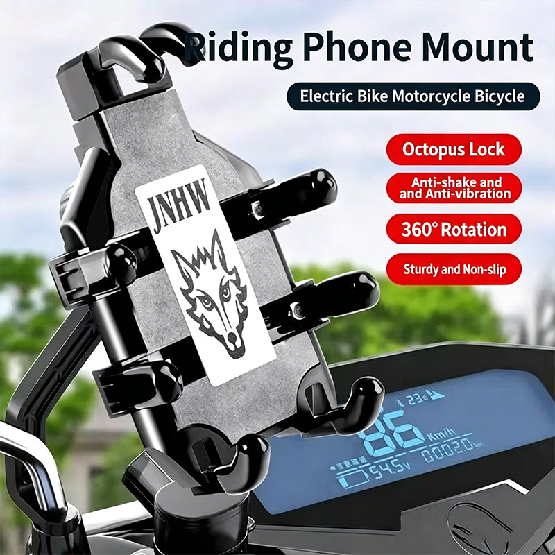 【Secure Grip + 360° Rotatable】Durable Universal Bike Motorcycle E-Scooter Phone Holder, Firm Anti-Slip Handlebar Mount for 4.7-7.2 Inch Phones