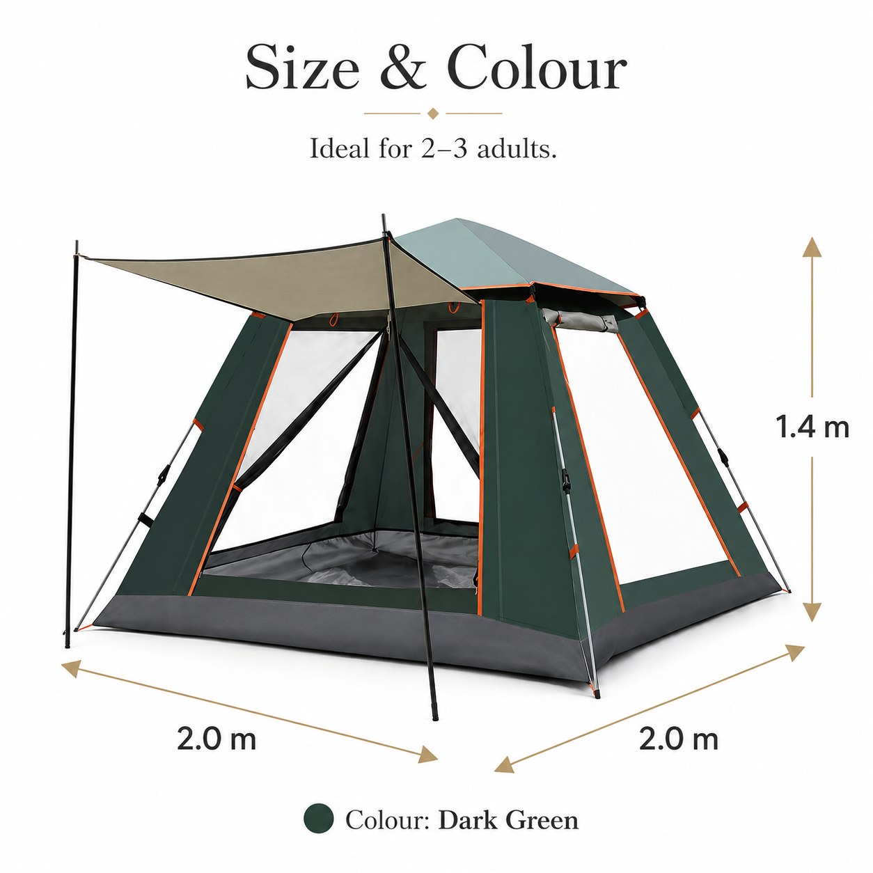 【360° MOSQUITO-PROOF CAMPING 】Panoramic Automatic Dome Tent | 1 Door + 3 Windows | Immerse in Nature