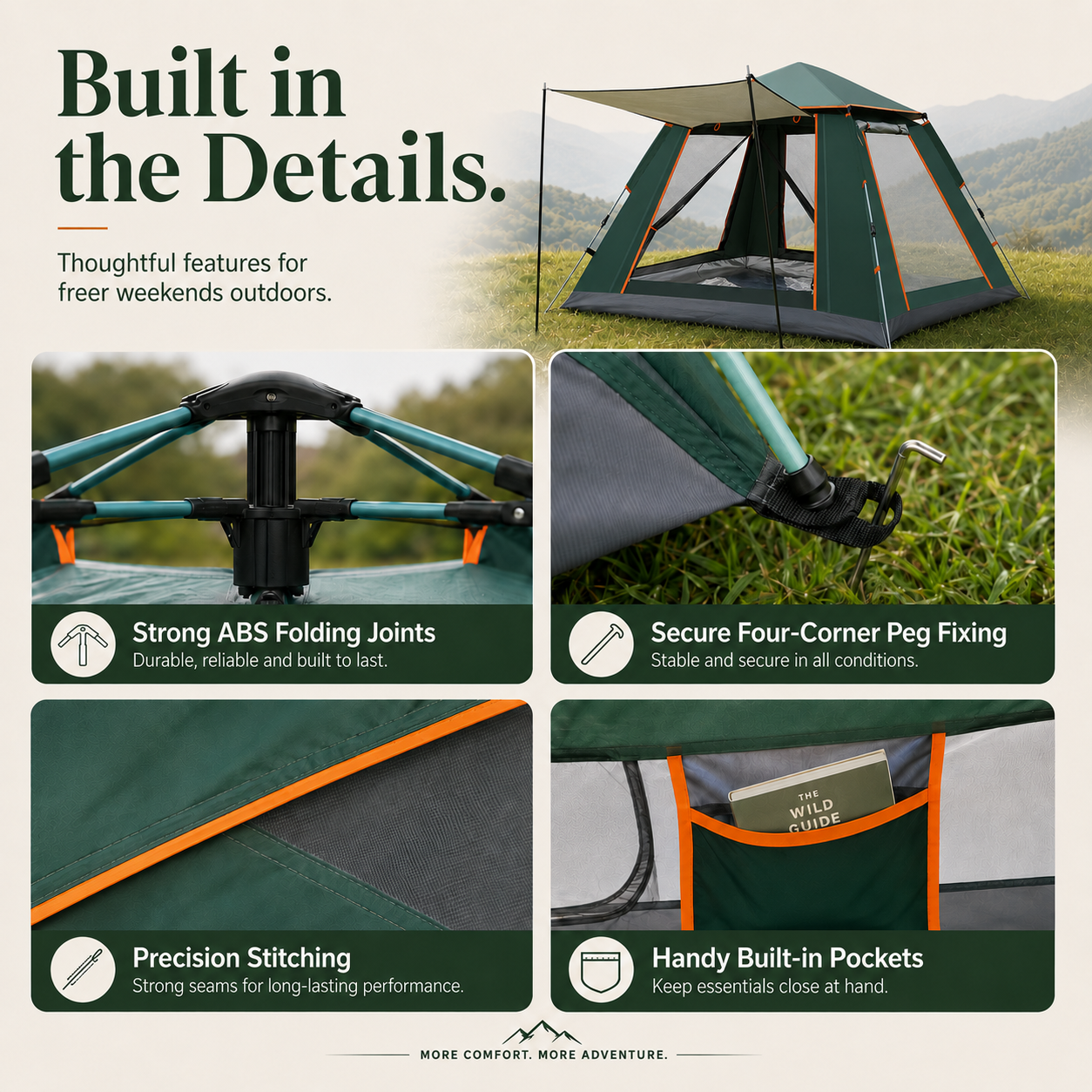 【360° MOSQUITO-PROOF CAMPING 】Panoramic Automatic Dome Tent | 1 Door + 3 Windows | Immerse in Nature