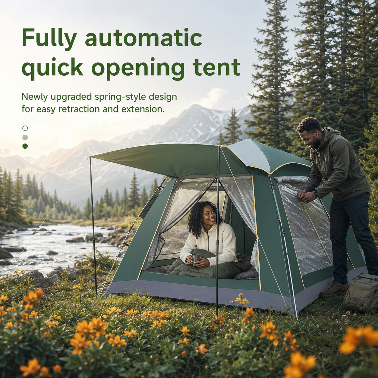 【360° MOSQUITO-PROOF CAMPING 】Panoramic Automatic Dome Tent | 1 Door + 3 Windows | Immerse in Nature