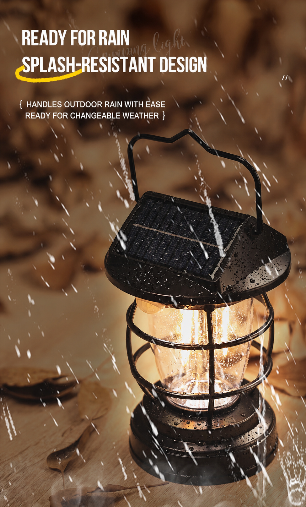 【sloar light】Vintage Solar Camping Lantern Outdoor Waterproof Retro Hanging LED Lamp for Garden Patio Tent Lighting Camping Lantern