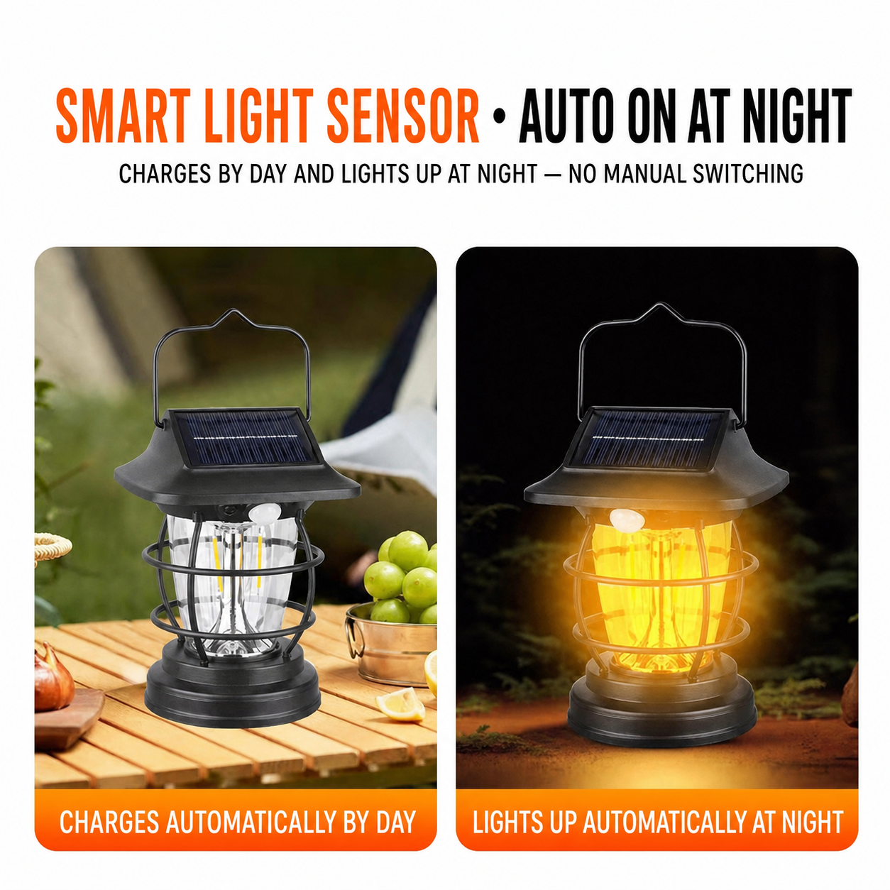【sloar light】Vintage Solar Camping Lantern Outdoor Waterproof Retro Hanging LED Lamp for Garden Patio Tent Lighting Camping Lantern