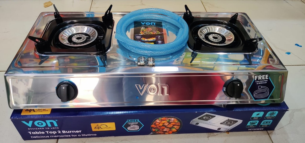 VON VCT2XWGX 2-Burner Gas Table Top Cooker