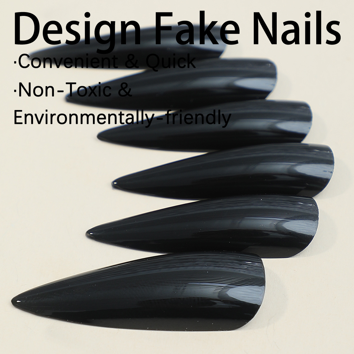 Long Stiletto Press On Nails Dark Edgy Style Solid Color Removable False Nails European Artificial Nail Tips Full Cover view 3