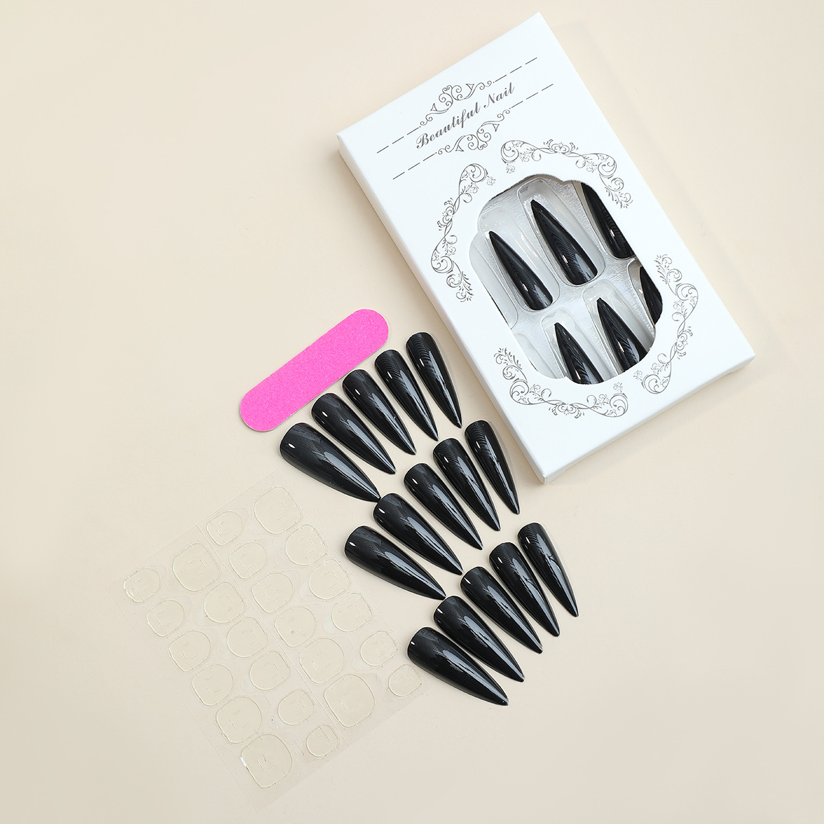 Long Stiletto Press On Nails Dark Edgy Style Solid Color Removable False Nails European Artificial Nail Tips Full Cover view 7