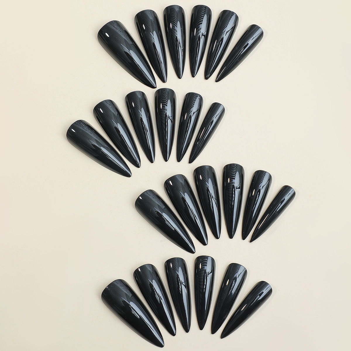 Long Stiletto Press On Nails Dark Edgy Style Solid Color Removable False Nails European Artificial Nail Tips Full Cover view 2