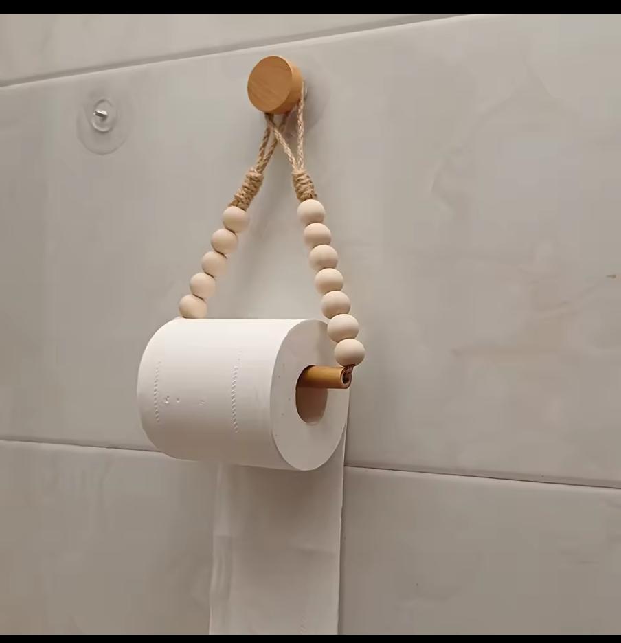 Hemp rope beaded toilet paper holder