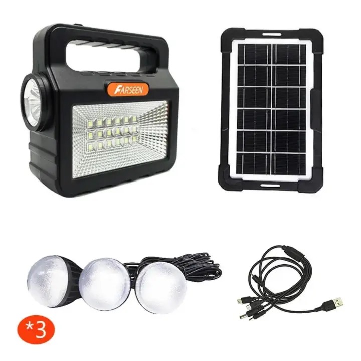CcLamp Multifunctional LED lantern With solar panel, FM radio, power bank function, 2 bulbs, Bluetooth, MP3
