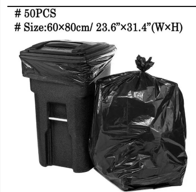 50PCS/SET BLACK LARGE SIZE GARBAGE BAGS GALLON TRASH BAGS HEAVY DUTY | 50 COUNT | 50-60 GALLON | LARGE BLACK GARBAGE BAGS