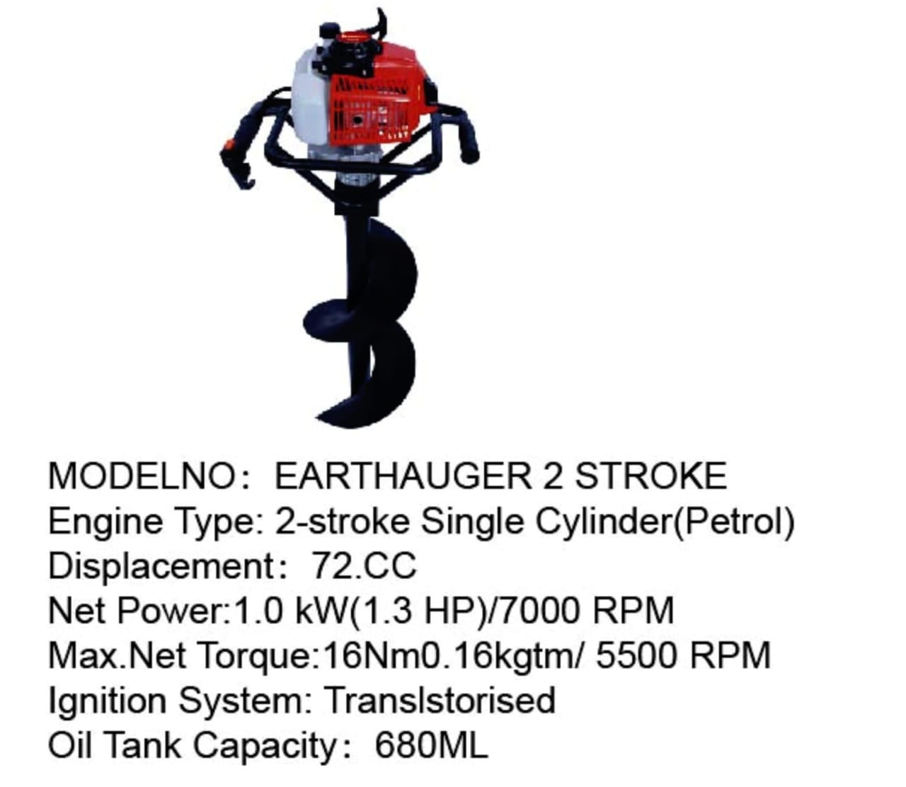 Earth Auger 2-Stroke Petrol Hole Digger – 72CC