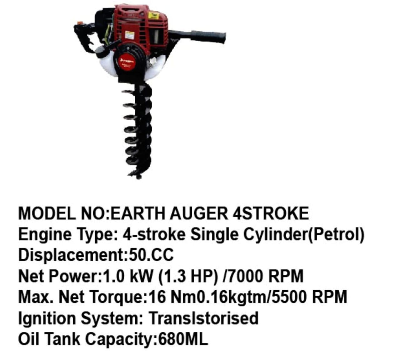 Earth Auger 4-Stroke Petrol Hole Digger – 72CC