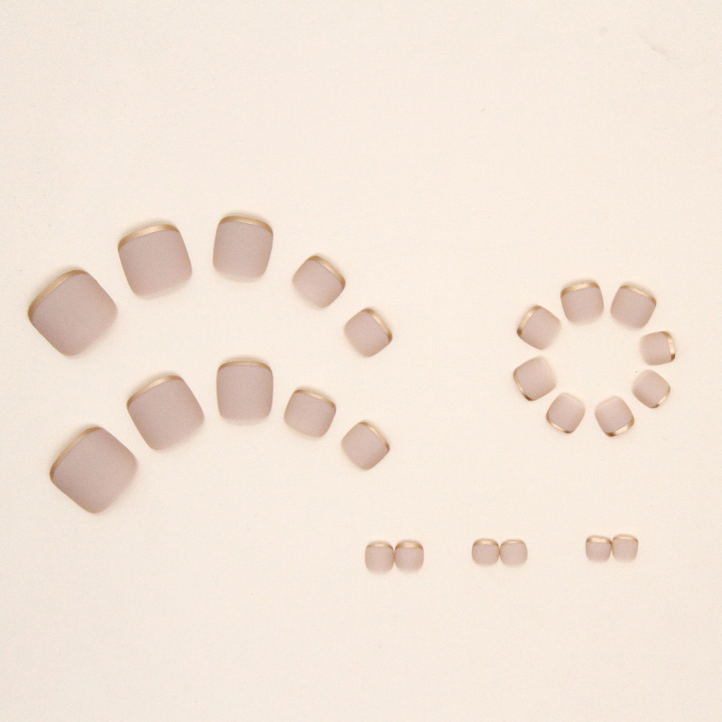 24Pcs False Toes Nails French Square Nude Color Nature Fake Toe Nails Feet Nail Tips Artificial Press On Toenails for Women 2025 E0126