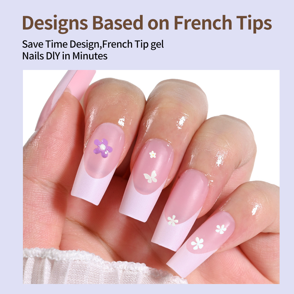 120Pcs Short Square Coffin French Fake Nails Glossy Pink Full Cover Wearable Press on Nails Wearable Acrylic Fake Nails Tips E0138