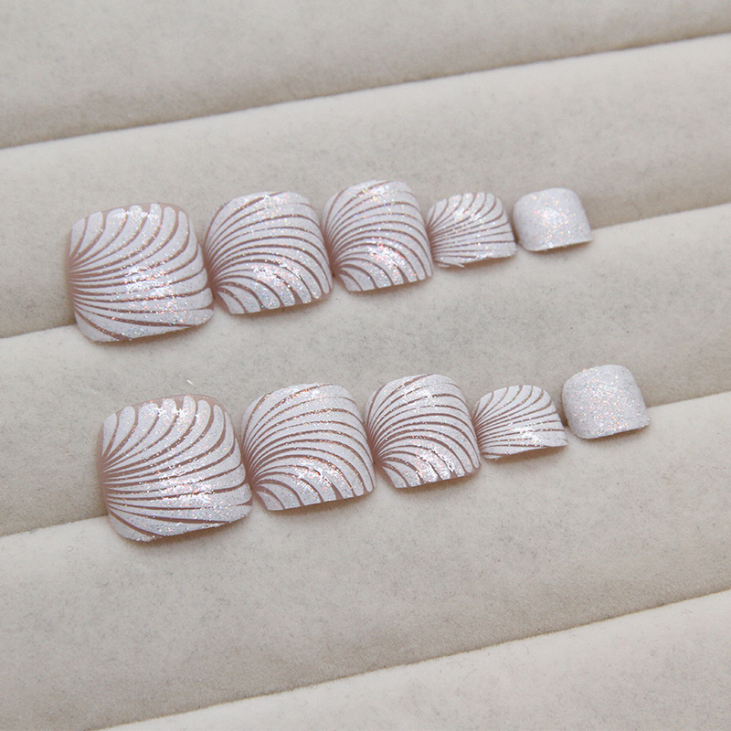 24Pcs False Toes Nails French Square Nude Color Nature Fake Toe Nails Feet Nail Tips Artificial Press On Toenails for Women 2025 E0126