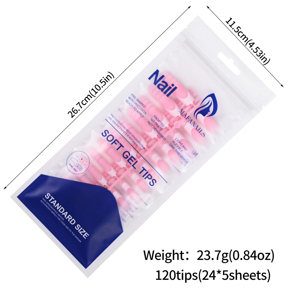 120Pcs Short Square Coffin French Fake Nails Glossy Pink Full Cover Wearable Press on Nails Wearable Acrylic Fake Nails Tips E0138