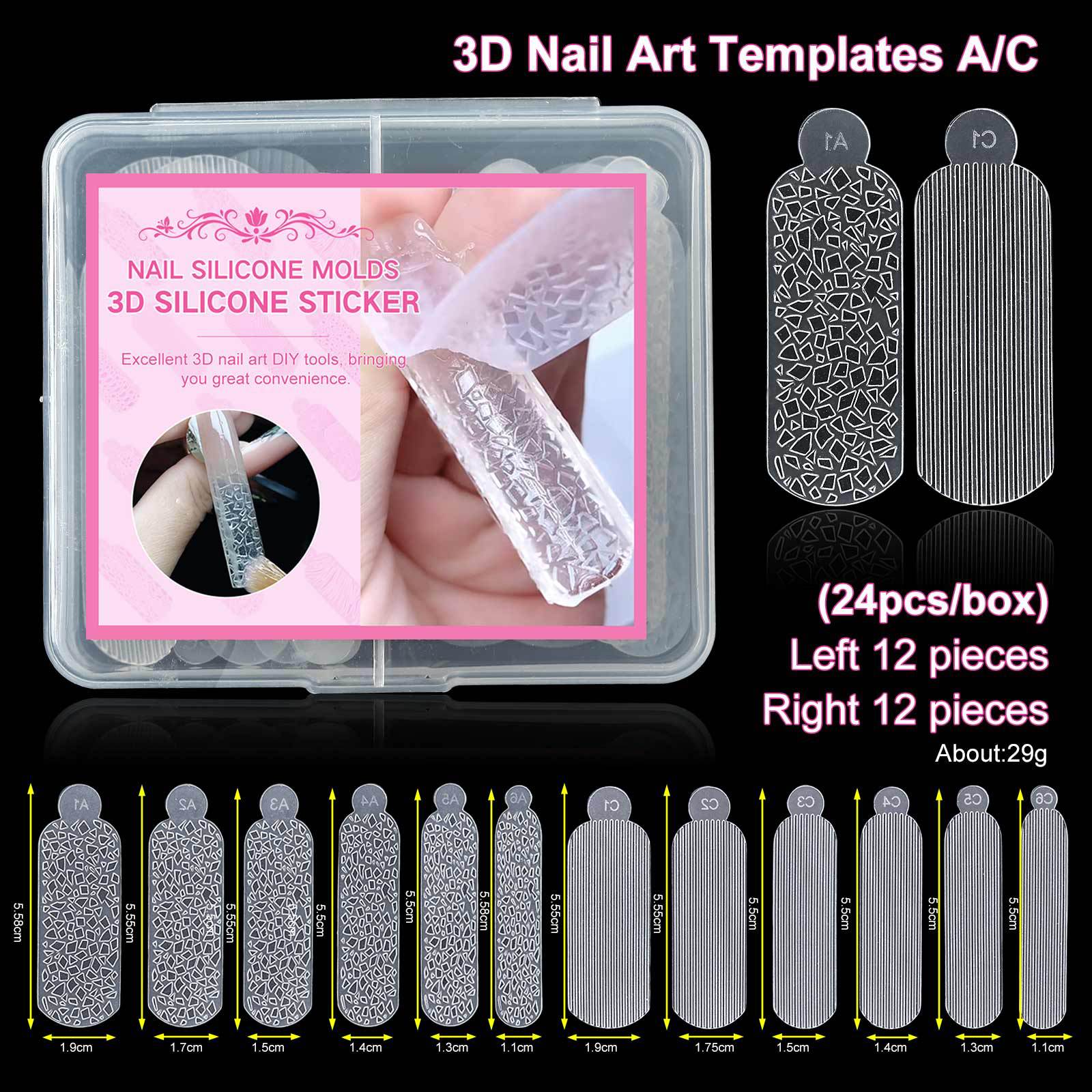 24PCS Snowflake Silicone Nail Sticker Leopard Universal Size Nail Crystals Molds Stamping Tool Reusable DIY Manicure Mold E0197 view 5