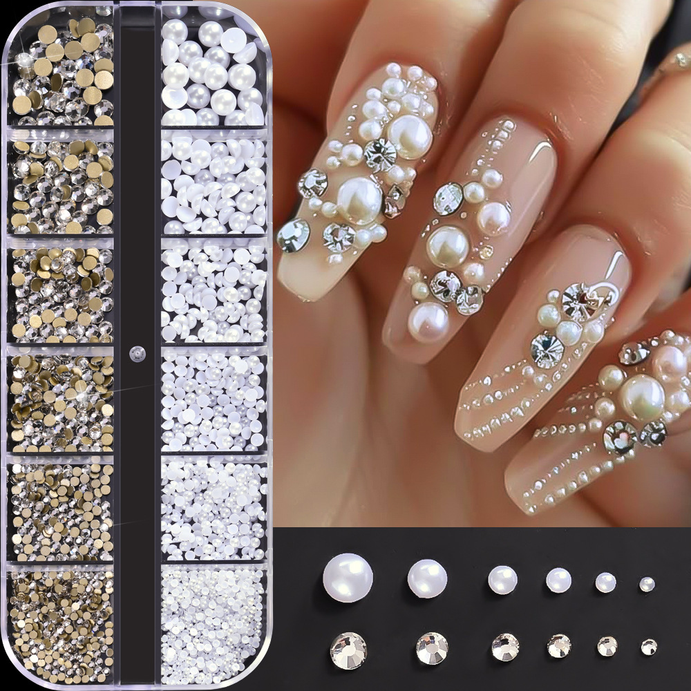 12Grids Riveting Nail Ornament Gold/Silver Charms Arrow Rivet Metallic Nail Art Punk Spikes Studs Tip Decoration E0183