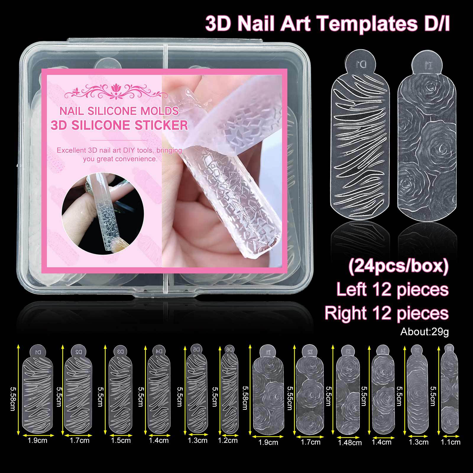 24PCS Snowflake Silicone Nail Sticker Leopard Universal Size Nail Crystals Molds Stamping Tool Reusable DIY Manicure Mold E0197 view 4