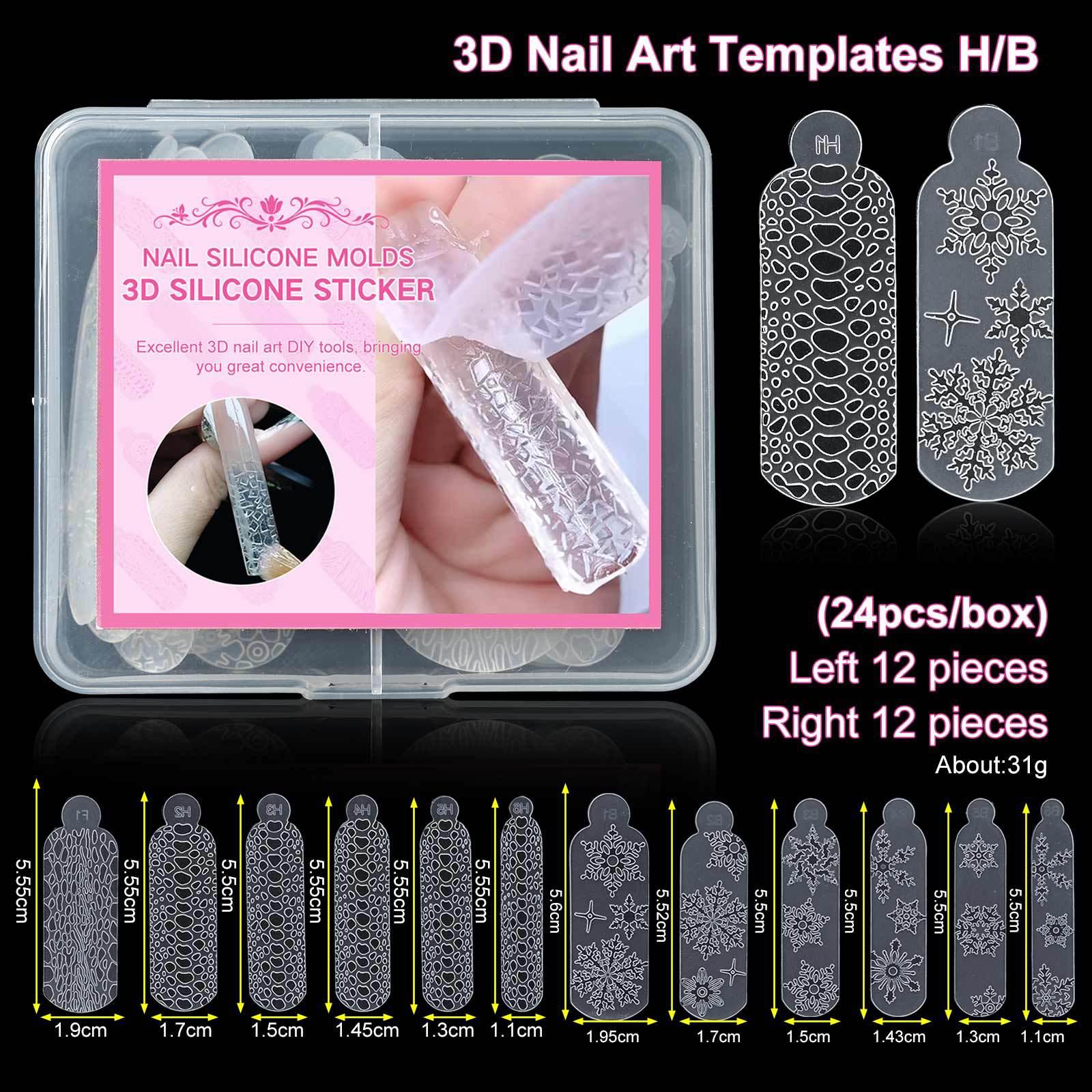 24PCS Snowflake Silicone Nail Sticker Leopard Universal Size Nail Crystals Molds Stamping Tool Reusable DIY Manicure Mold E0197 view 6