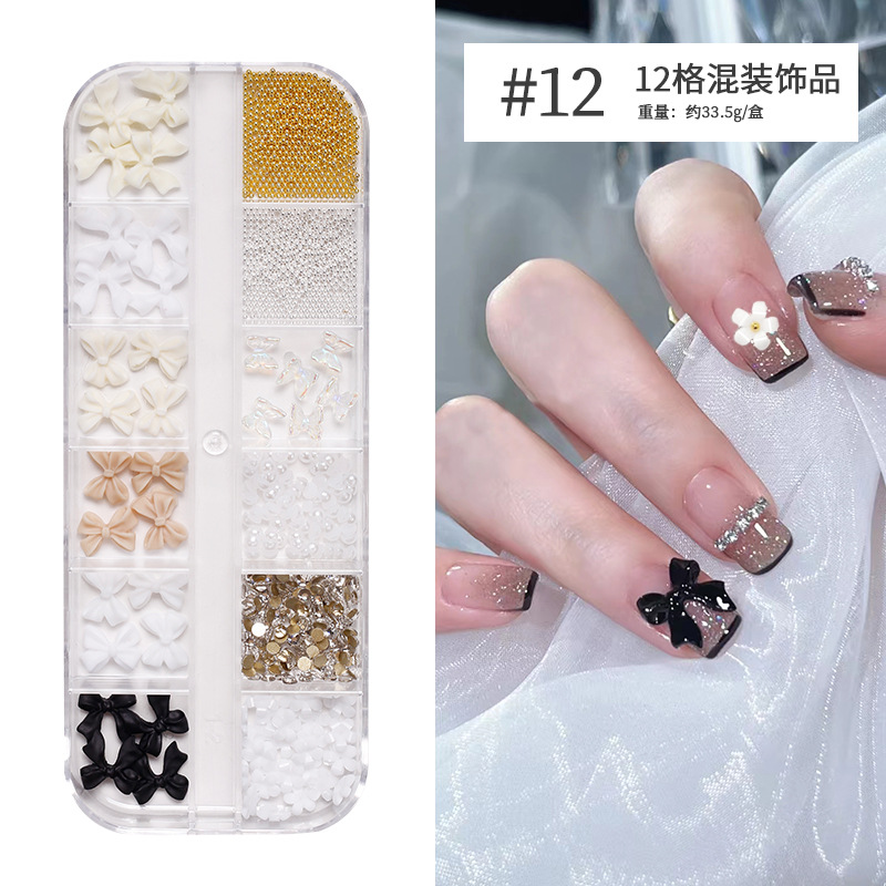 12Grids Riveting Nail Ornament Gold/Silver Charms Arrow Rivet Metallic Nail Art Punk Spikes Studs Tip Decoration E0183