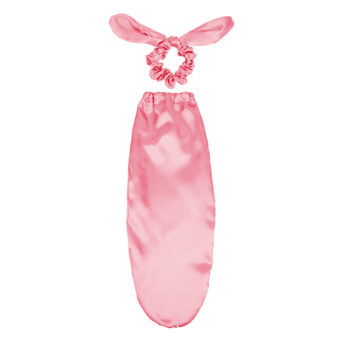 Satin Sleep Cap with Hair Bow Scrunchies, Soft Long Hair Bonnet for Long Hair, Hair Protector for Daily Use & Nighttime E0302