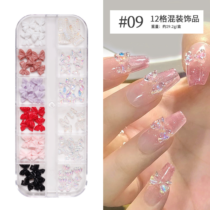 12Grids Riveting Nail Ornament Gold/Silver Charms Arrow Rivet Metallic Nail Art Punk Spikes Studs Tip Decoration E0183