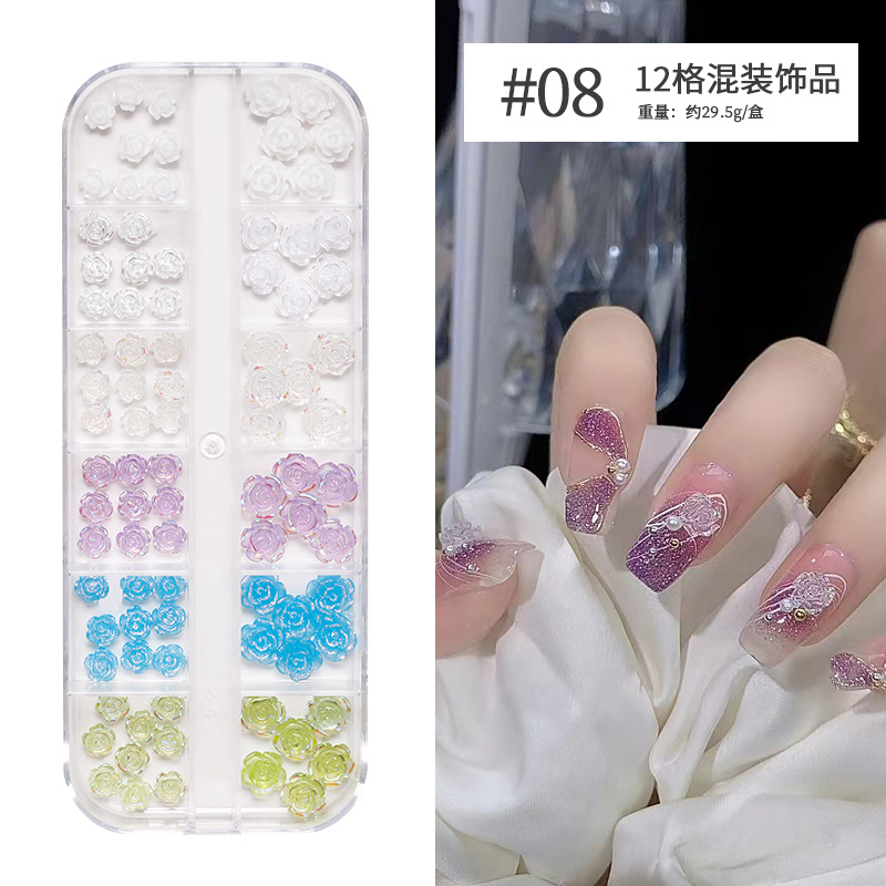 12Grids Riveting Nail Ornament Gold/Silver Charms Arrow Rivet Metallic Nail Art Punk Spikes Studs Tip Decoration E0183