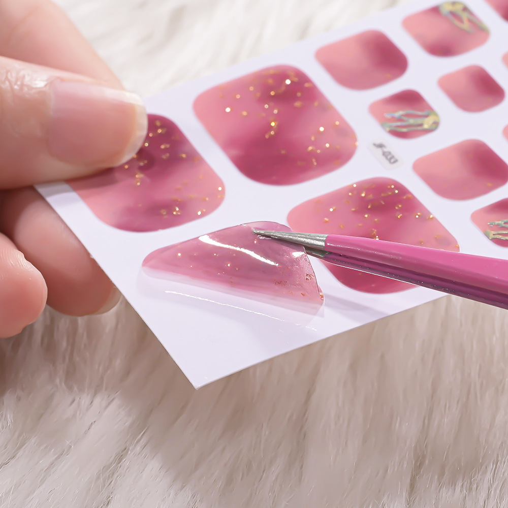 22tips/Sheet Toe Nail Stickers Glittering Toenails Manicure Art Decals Full Cover Removable Adhesive No Need UV Lamp Nail Patch E0135 view 4