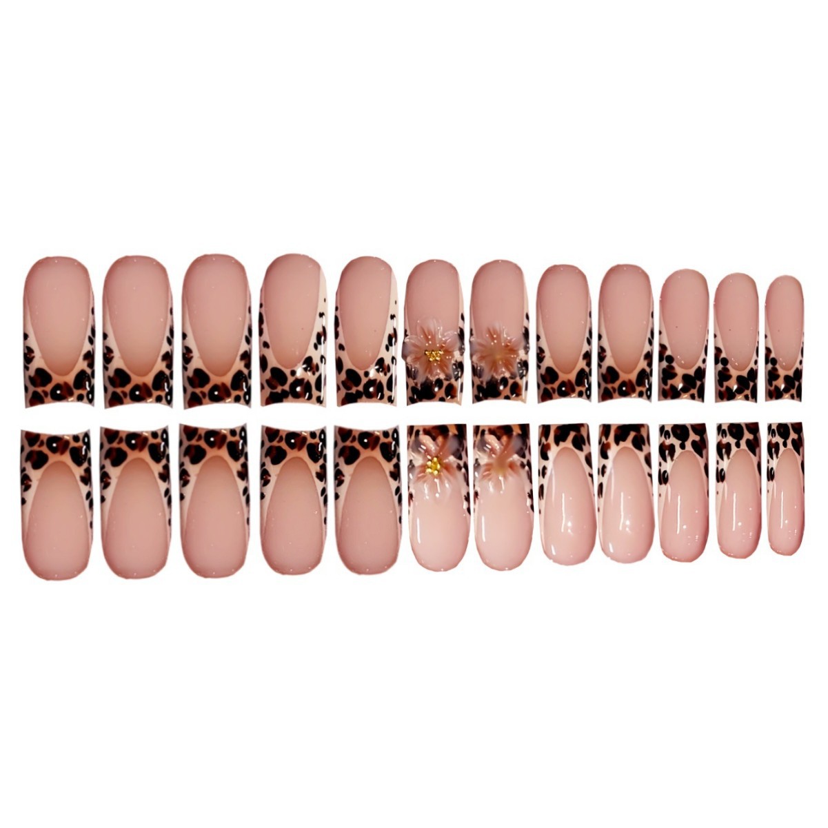 24pcs Simple False Nails Sets Flower Pattern Square Fake Nail French Short Ballet Press on Nails Acrylic Pink Full Cover Nail E0147A view 5