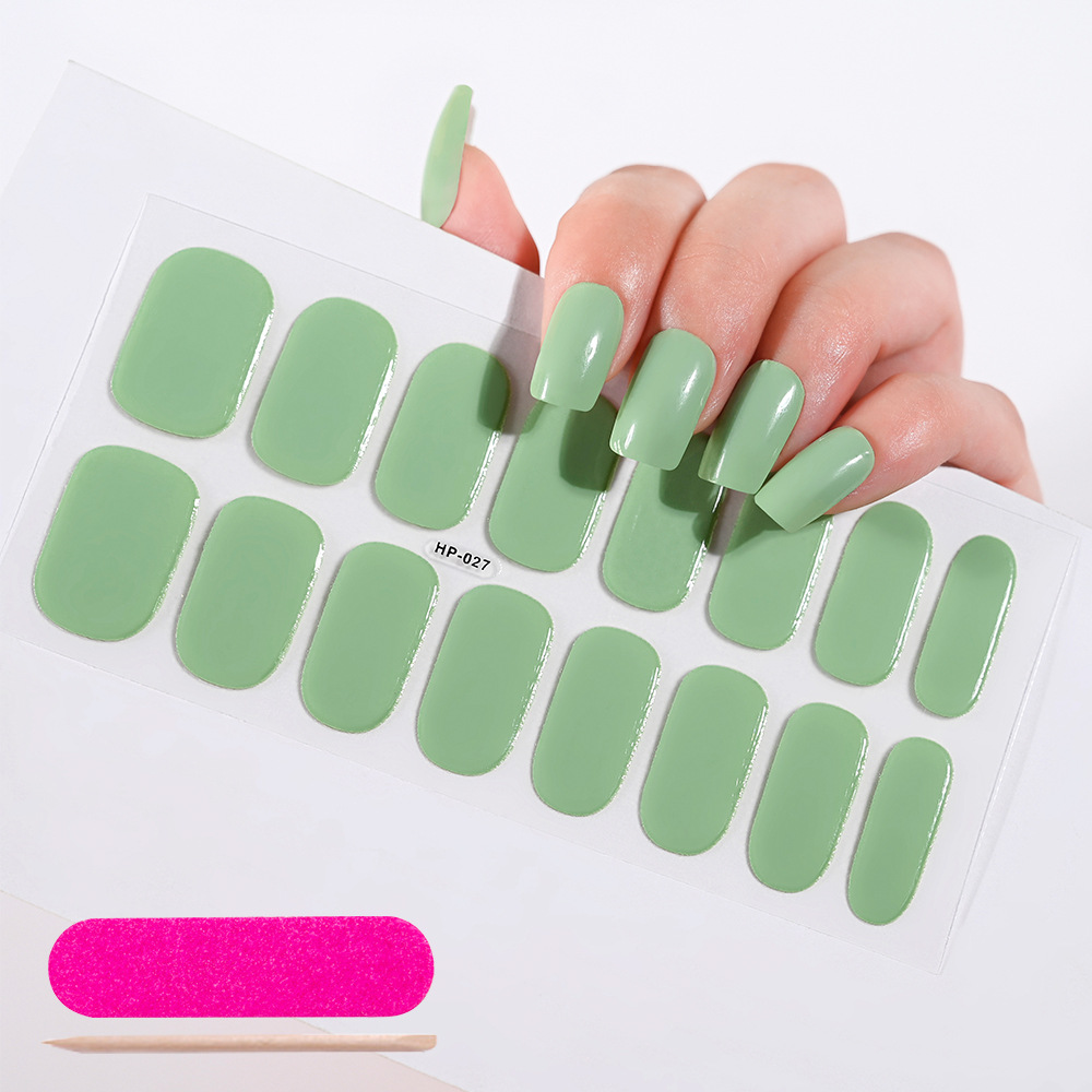 UV Semi-Cured Gel Nail Wraps Stickers Strips French Long Lasting Full Cover LED Gel Semi Cured Nail Sliders For Nail Extension E0143 view 8