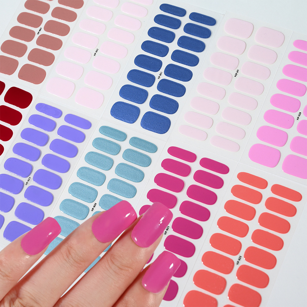 UV Semi-Cured Gel Nail Wraps Stickers Strips French Long Lasting Full Cover LED Gel Semi Cured Nail Sliders For Nail Extension E0143 view 2