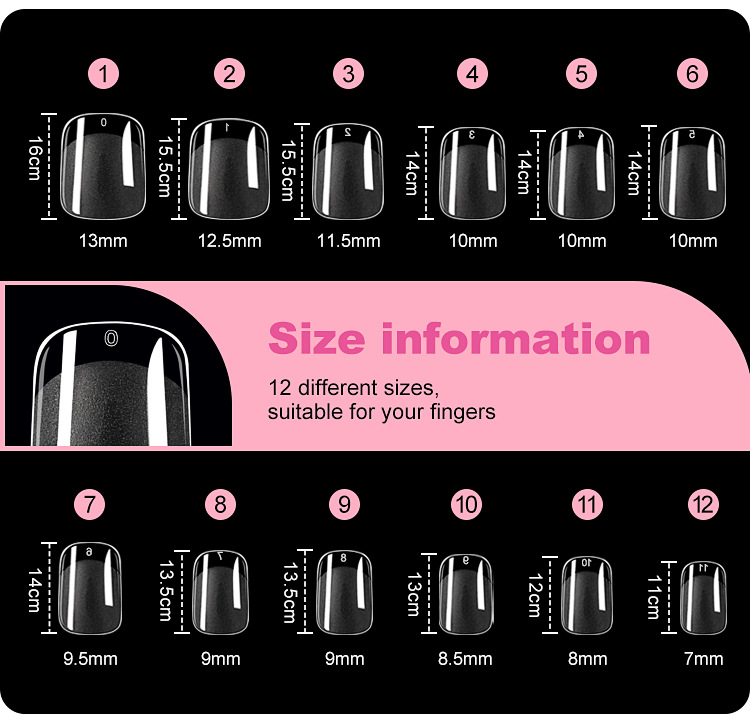 Nail Tips 120 PCS Clear False Nails Artificial Full Cover 12 Size Acrylic Press on Nails for Nail Extension Nail Salon E0145A view 9