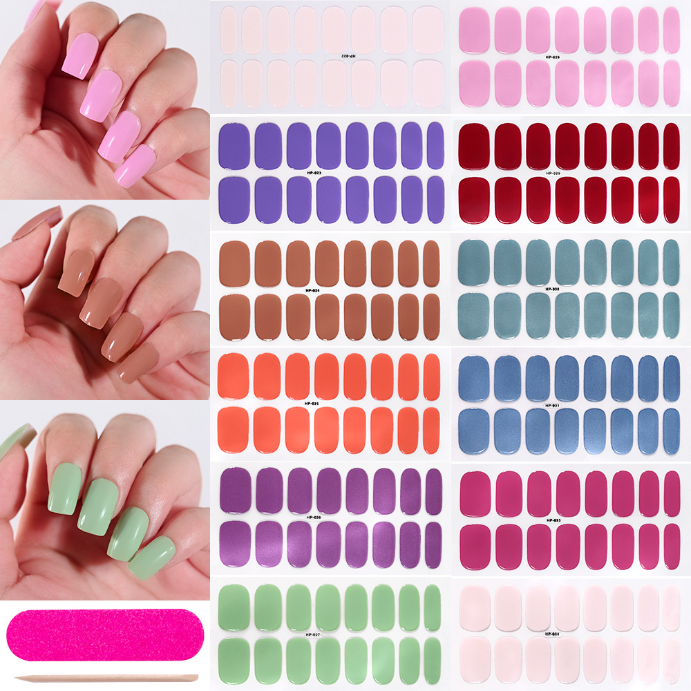 UV Semi-Cured Gel Nail Wraps Stickers Strips French Long Lasting Full Cover LED Gel Semi Cured Nail Sliders For Nail Extension E0143