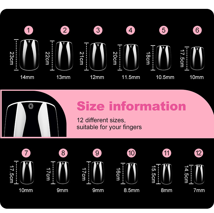 Nail Tips 120 PCS Clear False Nails Artificial Full Cover 12 Size Acrylic Press on Nails for Nail Extension Nail Salon E0145A view 6
