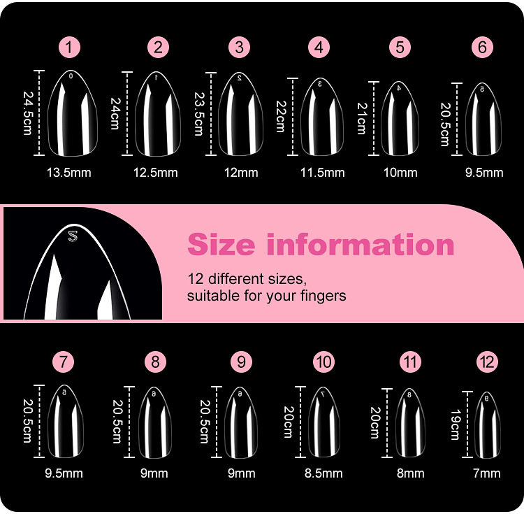 Nail Tips 120 PCS Clear False Nails Artificial Full Cover 12 Size Acrylic Press on Nails for Nail Extension Nail Salon E0145A view 7