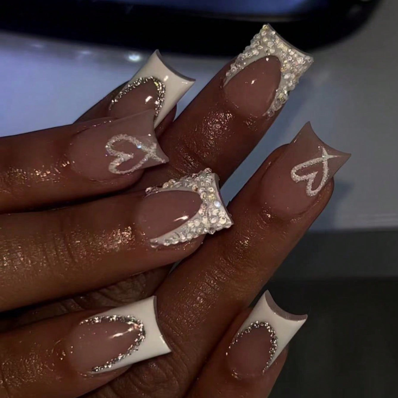 24pcs Simple False Nails Sets Flower Pattern Square Fake Nail French Short Ballet Press on Nails Acrylic Pink Full Cover Nail E0147A