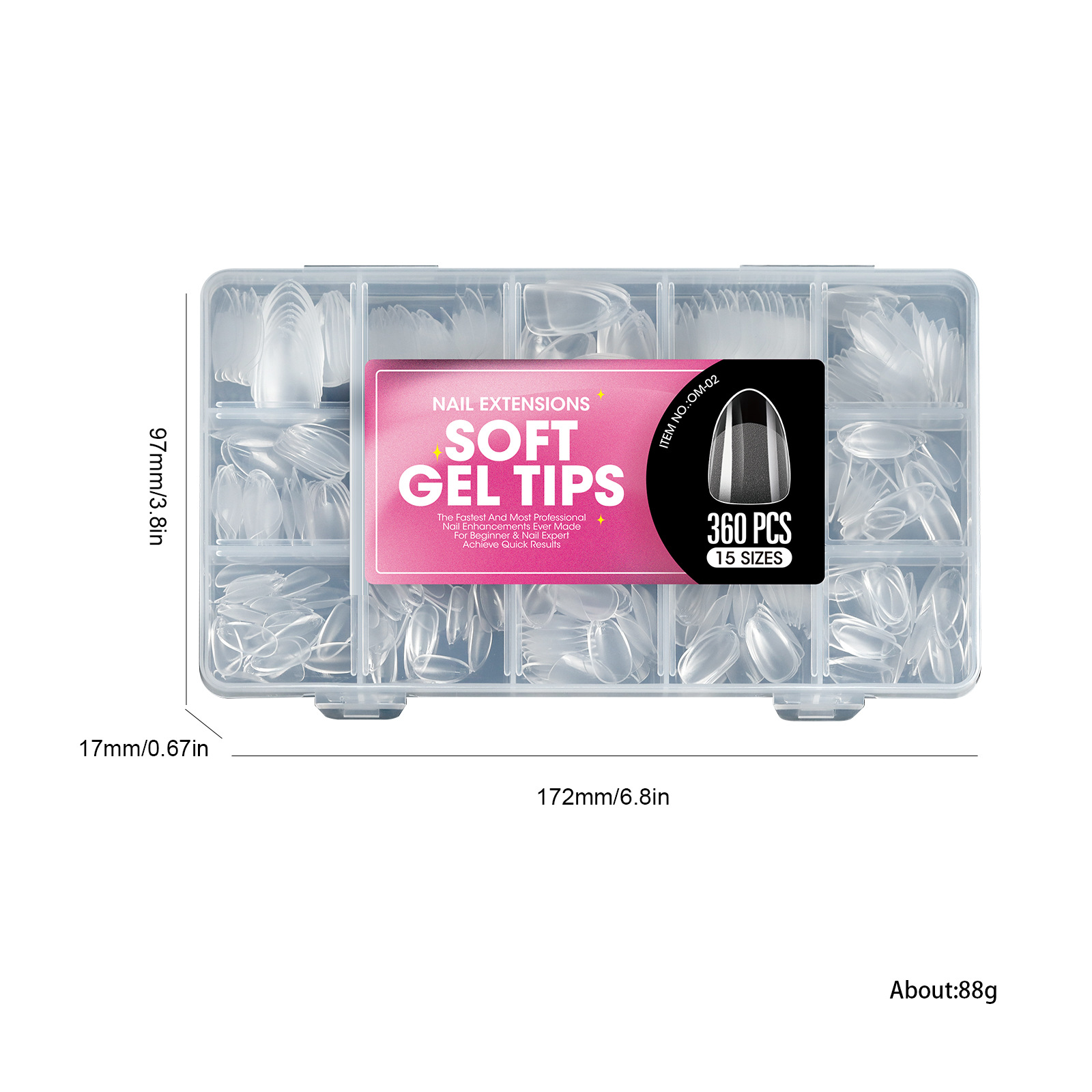 New 360Pcs Clear Short Almond Soft Nail Extension Tips 15 Sizes Matte Full Cover DIY Nail Art Professional Salon Press On Nails E0122 view 10