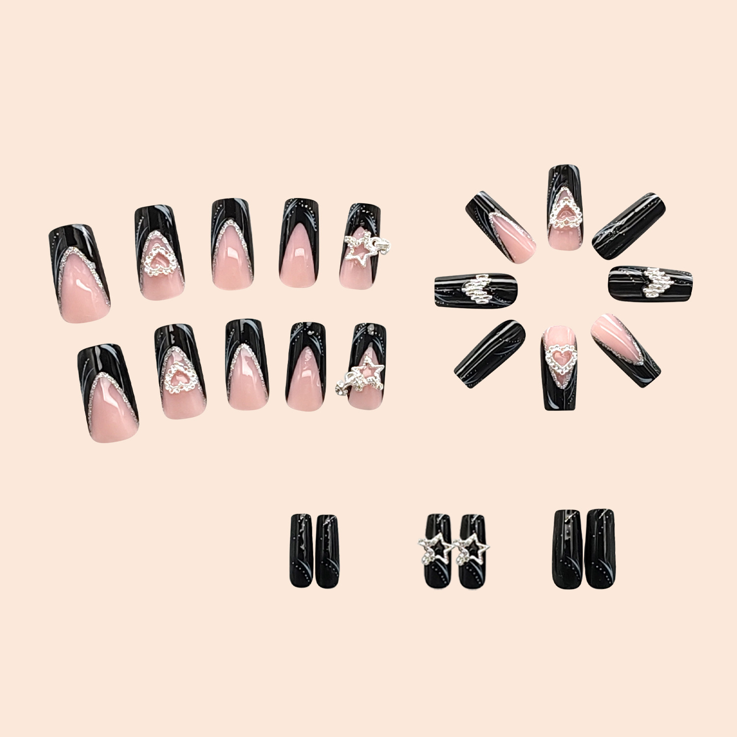24Pcs Square False Nails with Jelly Glue Wearable Red Long Coffin Fake Nails Rhinestone Design Ballet Full Cover Press on Nails Tips E0146 view 4