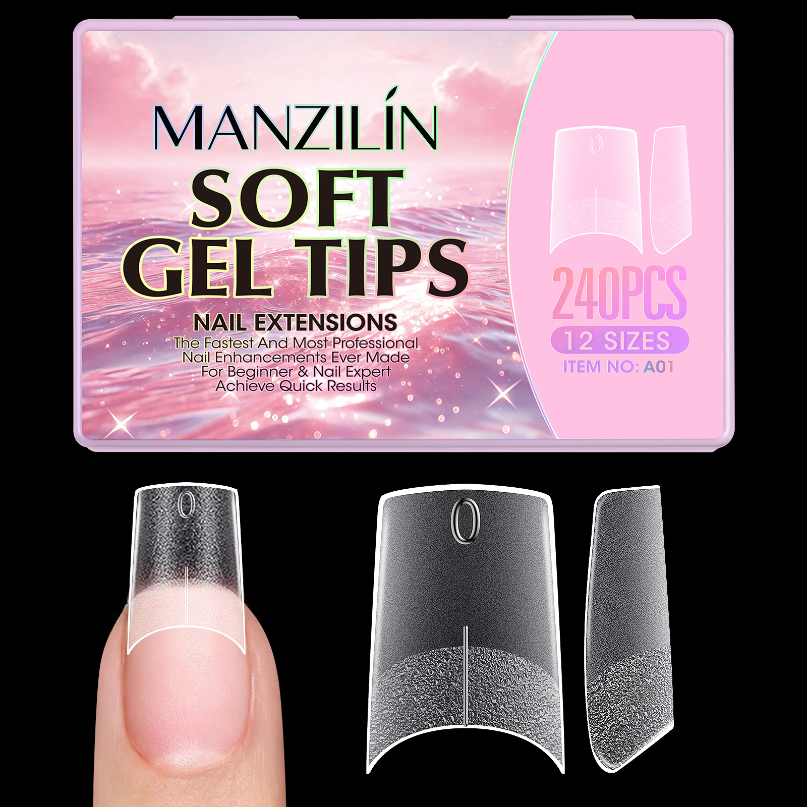 240pcs Short Almond Soft Gel X Nail Tips Full Cover Coffin Stiletto Frosted Matte Fake Nails Press On Nails DIY Salon Manicure E0154A view 4
