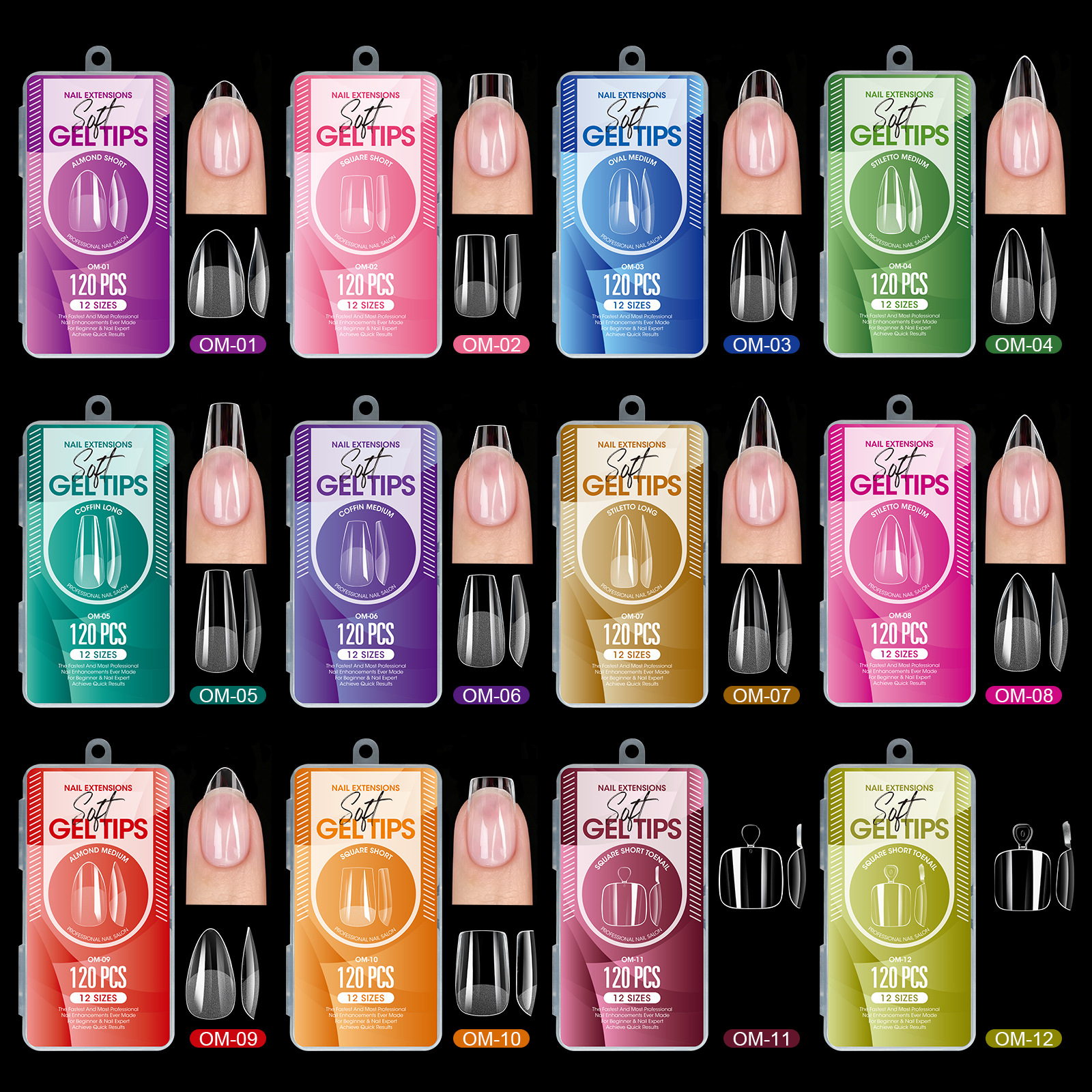 120pcs Semi-Matte Extension Soft Gel Tips Almond Stiletto Coffin French False Nails Full Cover Acrylic Salon Home Press On Nails E0185