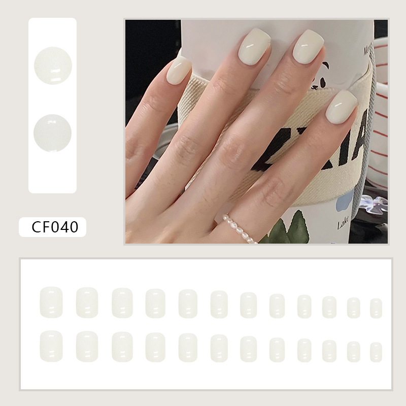 24Pcs Medium length Square Head Europe United States Fake Nail Sweet Girl Glitter False Nails Full Removable Press on Nail Art E0117A view 5