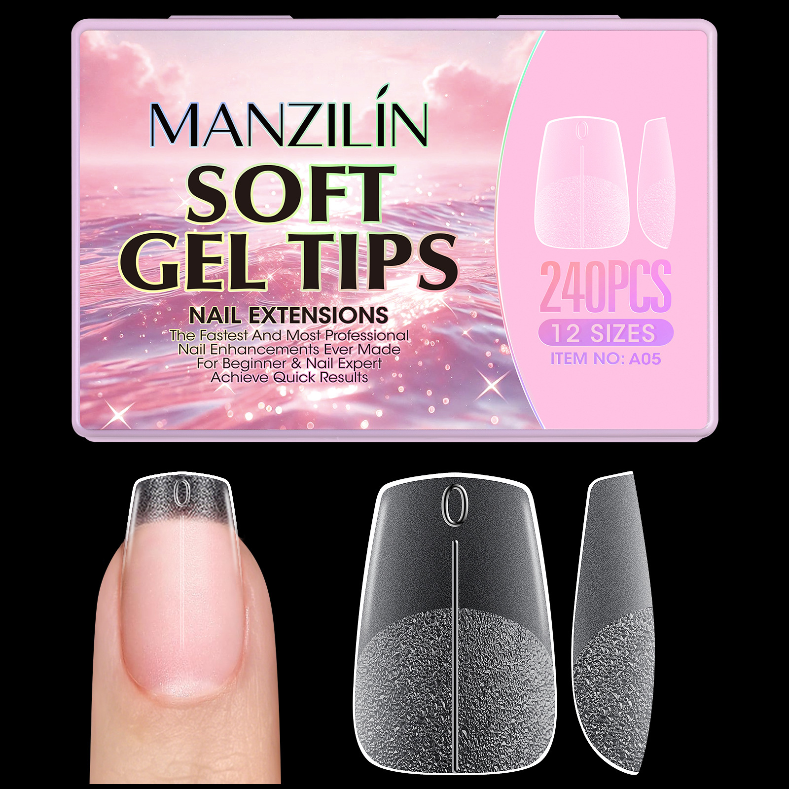 240pcs Short Almond Soft Gel X Nail Tips Full Cover Coffin Stiletto Frosted Matte Fake Nails Press On Nails DIY Salon Manicure E0154A view 8