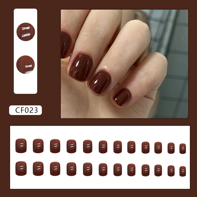 24Pcs Medium length Square Head Europe United States Fake Nail Sweet Girl Glitter False Nails Full Removable Press on Nail Art E0117A view 2