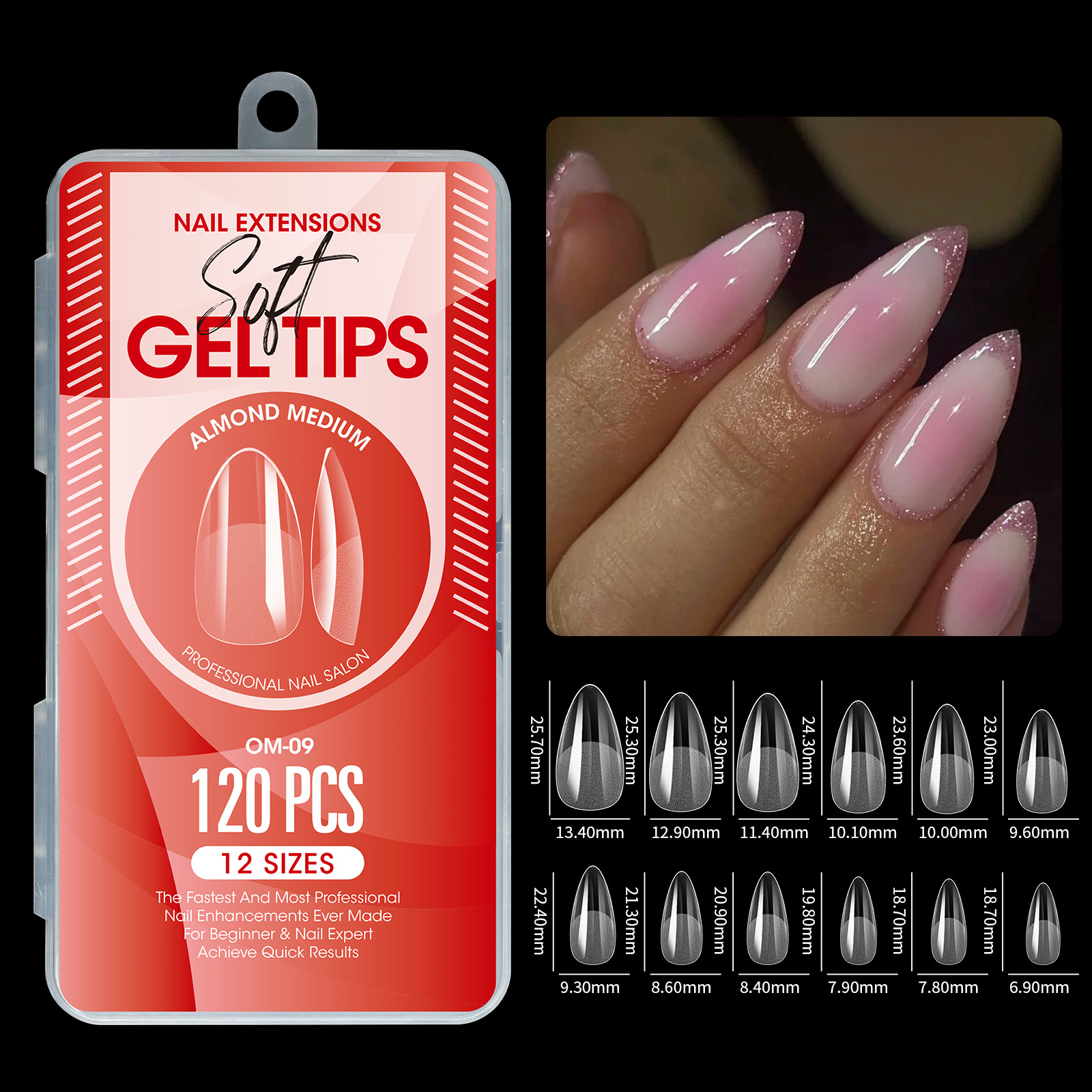 120pcs Semi-Matte Extension Soft Gel Tips Almond Stiletto Coffin French False Nails Full Cover Acrylic Salon Home Press On Nails E0185 view 3