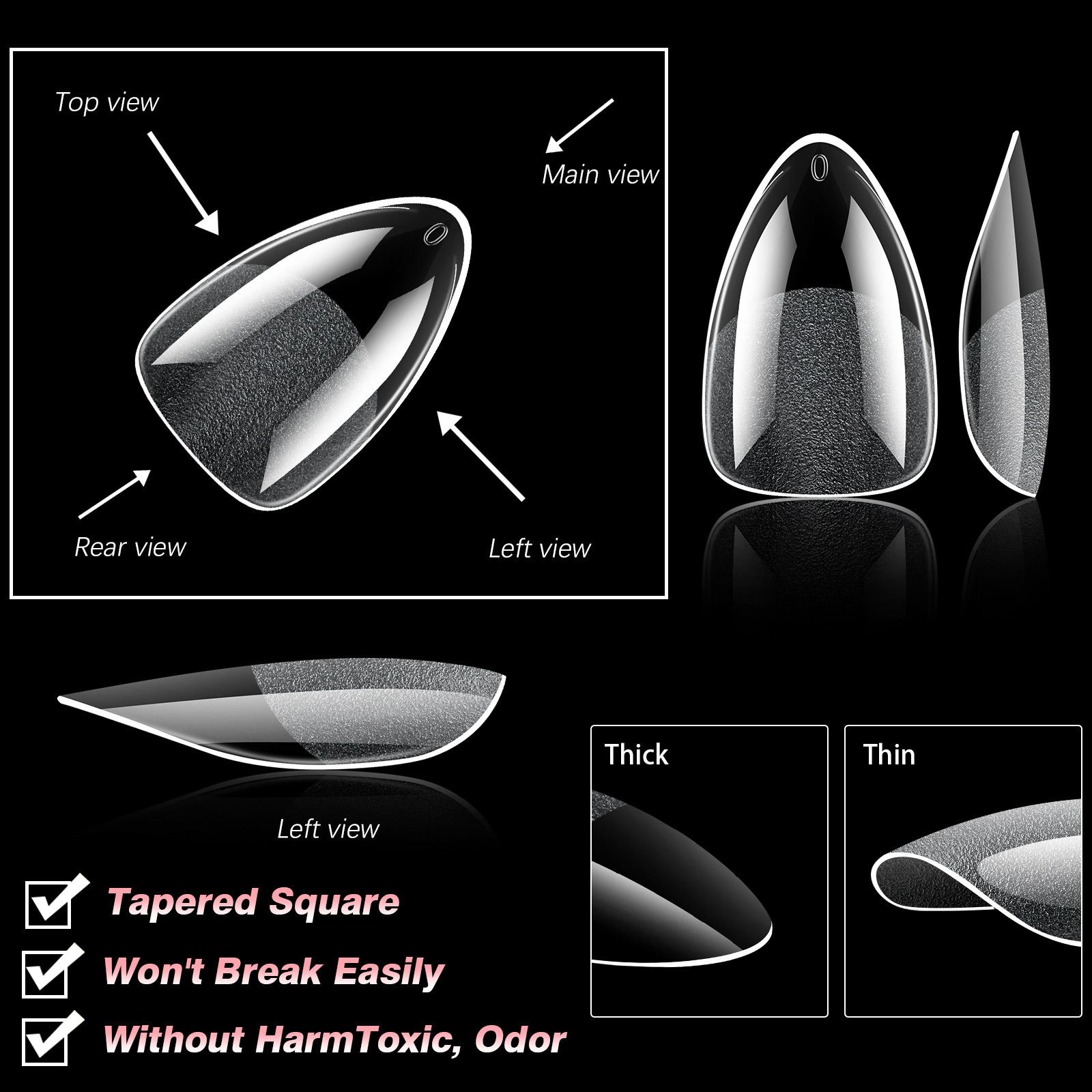 New 360Pcs Clear Short Almond Soft Nail Extension Tips 15 Sizes Matte Full Cover DIY Nail Art Professional Salon Press On Nails E0122 view 6
