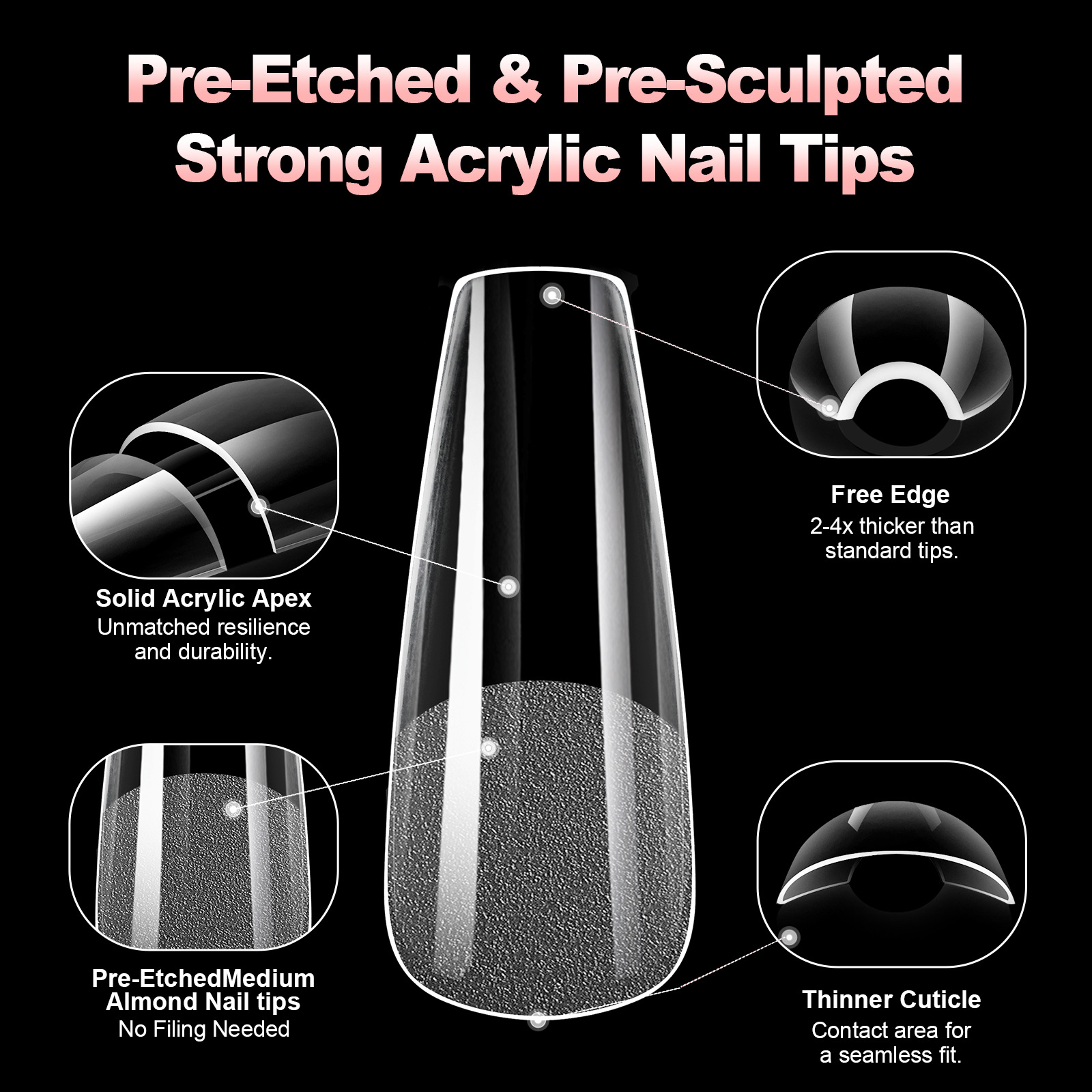 120pcs Semi-Matte Extension Soft Gel Tips Almond Stiletto Coffin French False Nails Full Cover Acrylic Salon Home Press On Nails E0185 view 8