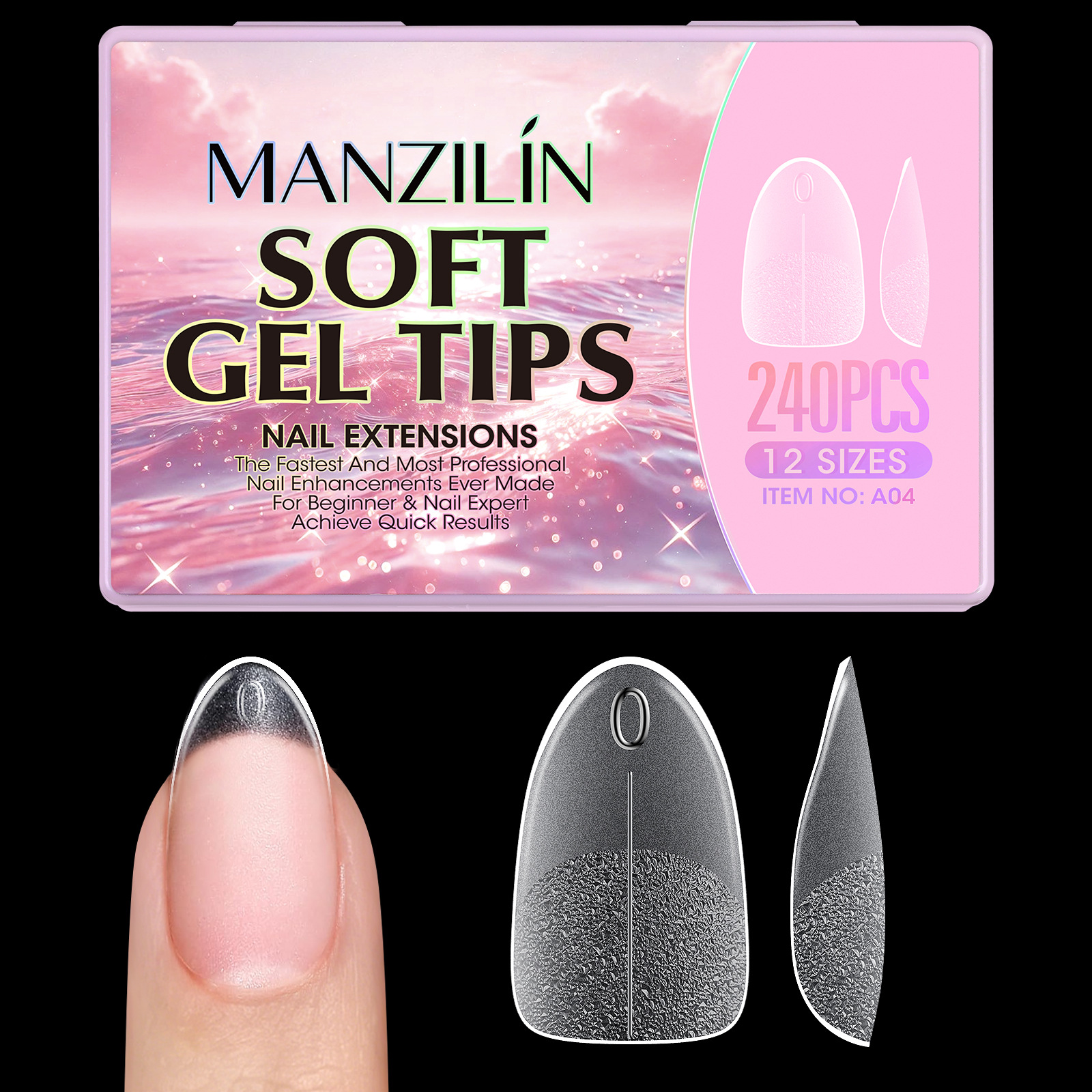240pcs Short Almond Soft Gel X Nail Tips Full Cover Coffin Stiletto Frosted Matte Fake Nails Press On Nails DIY Salon Manicure E0154A view 7